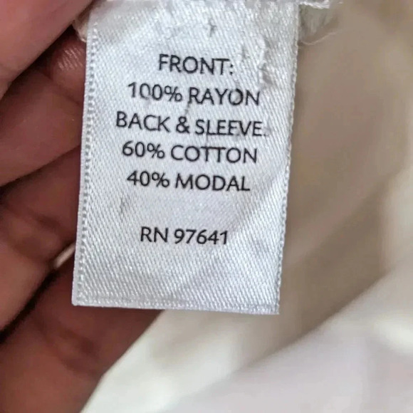 J.Jill Size 1X Button Shoulder Tee 3/4 Roll Tab Sleeve Scoop Neck Off White Top. - Picture 7 of 12